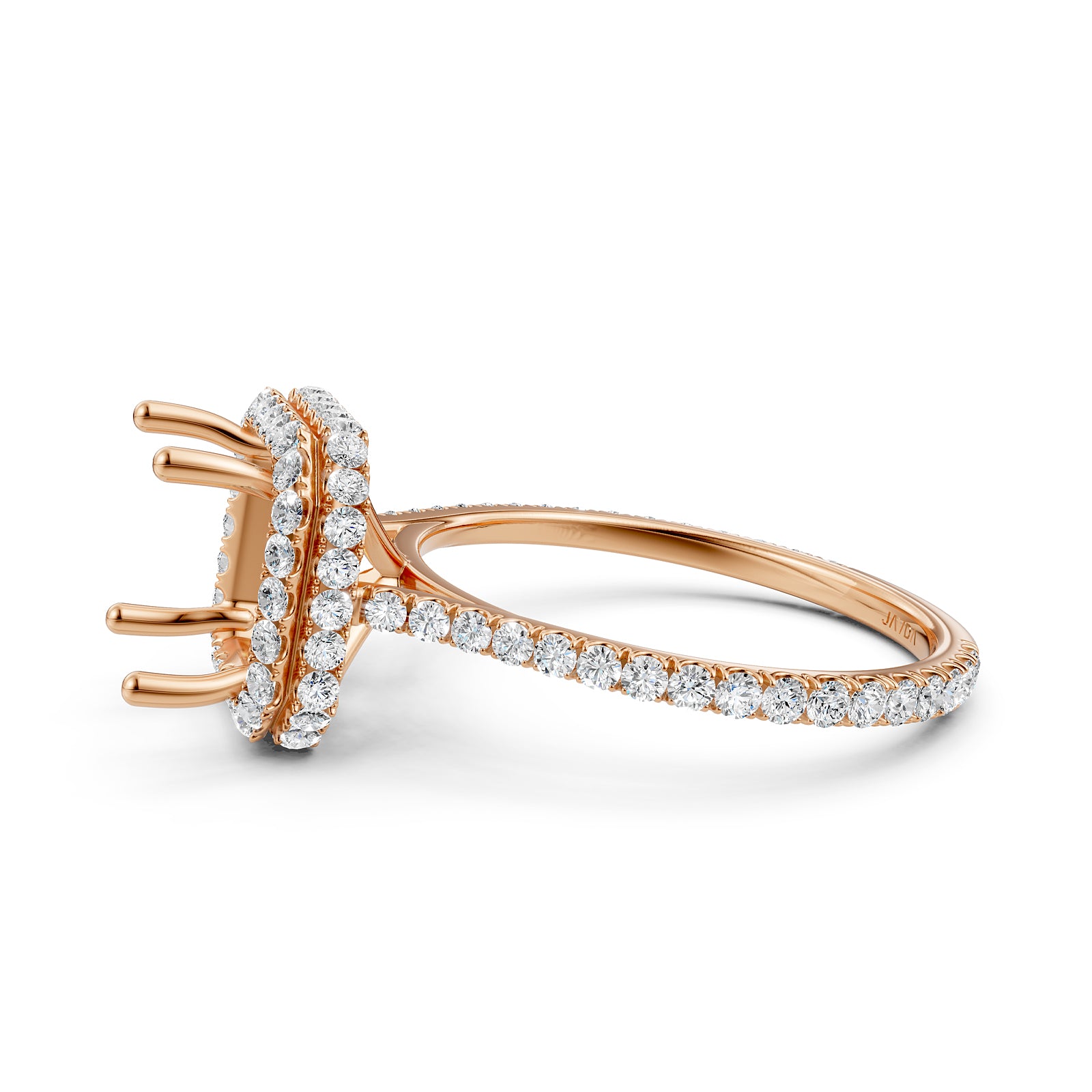 Double Halo Semi Mount Lab Grown Diamond Engagement Ring 0.53 Ct.